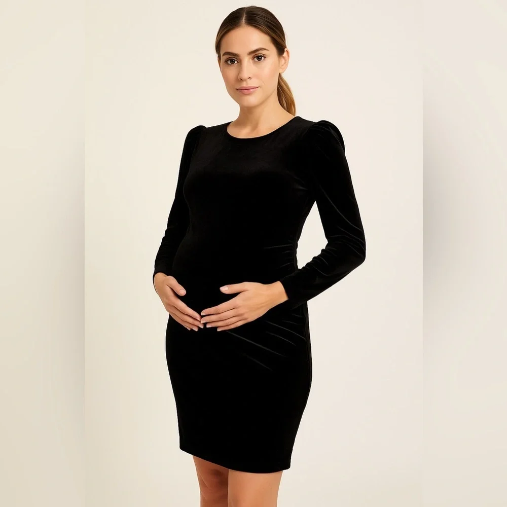 π€ Motherhood Maternity Black Velvet Sheath Dress π€ - Picture 11 of 16